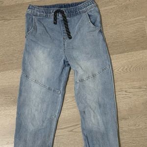 Boys Size 7 / Drawstring Blue Jeans with Cropped Ankle
